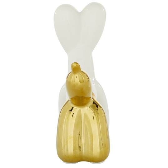 CosmoLiving by Cosmopolitan Gold Ceramic Glam Sculpture, Dog 7" x 7" x 3"